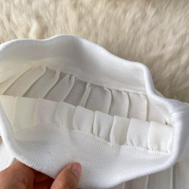 Søtt Todelt Collegesett for Kvinner Sommer Sexy Polo Krage Kortermet Knapper Strikket Topp og Elastisk Midje Mini Plisséskjørt Drakter