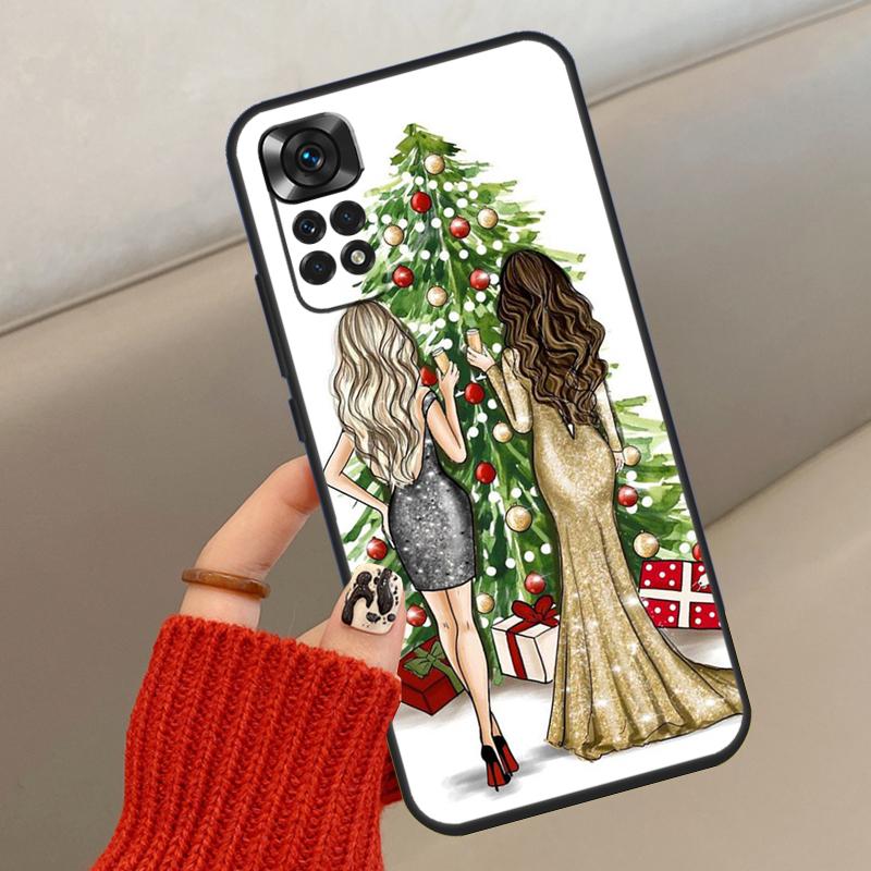 Fashion Girl Merry Christmas Case For Xiaomi Redmi Note 13 12 11 10 14 15 Pro Plus Cover For Redmi 15C 14C 10C 12C 13C 15