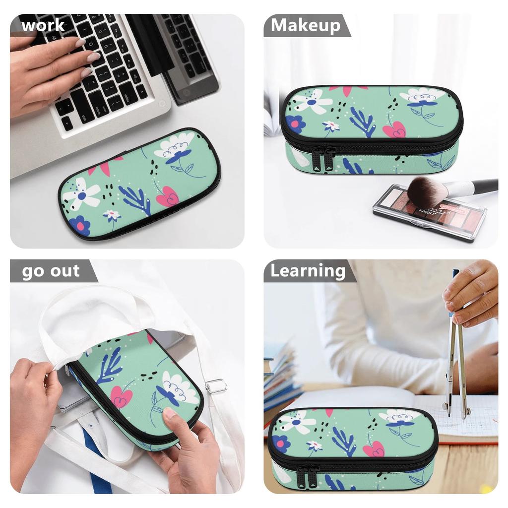 Pen Pencil Organizer 300D Polyester Large Capacity Smooth Zipper with Mesh Pocket Removable Divider and Pen Slots for Boys Girls