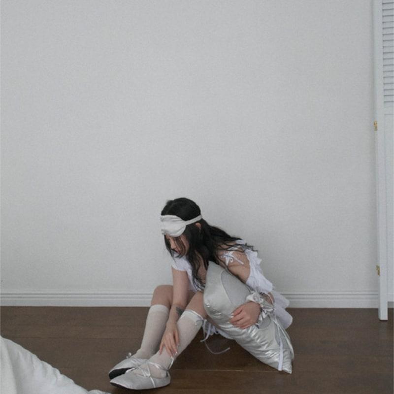 46month Ribbon Scrunchie_satin Silver