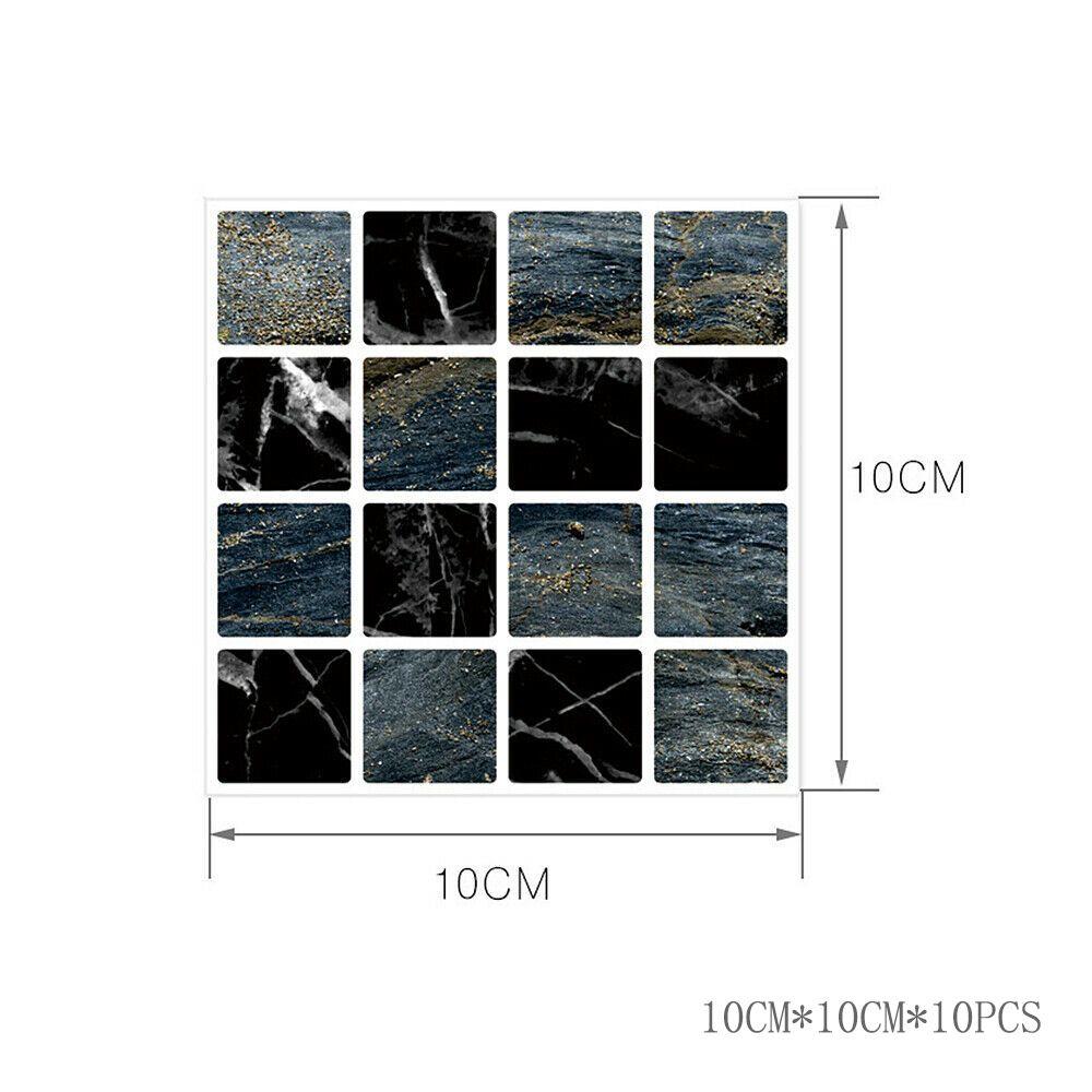 Vibrant 10pc Kitchen Tile Stickers With Mosaic Pattern Self-adhesive Wall Decor