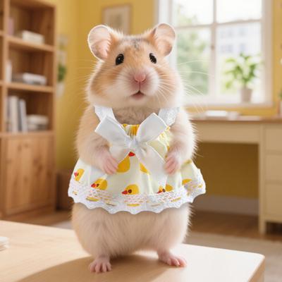 Haustier Bedrucktes Kleid Spitzenbesatz Westenkleid Sommerkleid mit Schleife Haustierkleidung für Hamster Meerschweinchen Ausgehkleidung Verkleidung