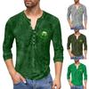 Men'S Printed T-Shirt Outdoor Retro Button Loose Long Sleeve Top