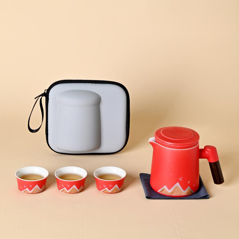 

Tea set Kuaike cup travel portable outdoor ceramic teapot with lid filter company gift