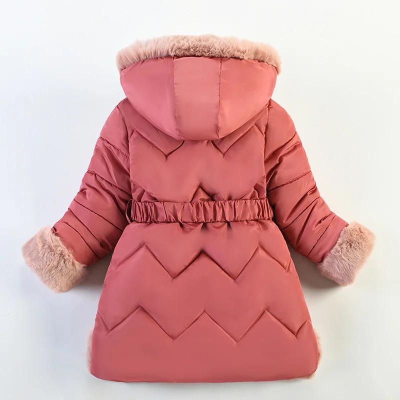 Old Girl Faux Fur Coat Winter Thermal Children's Coat Children's Clothing Snow Parker Coat Belt Fashion