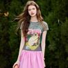 Women's Floral Print Short Sleeve Round Neck T-Shirt