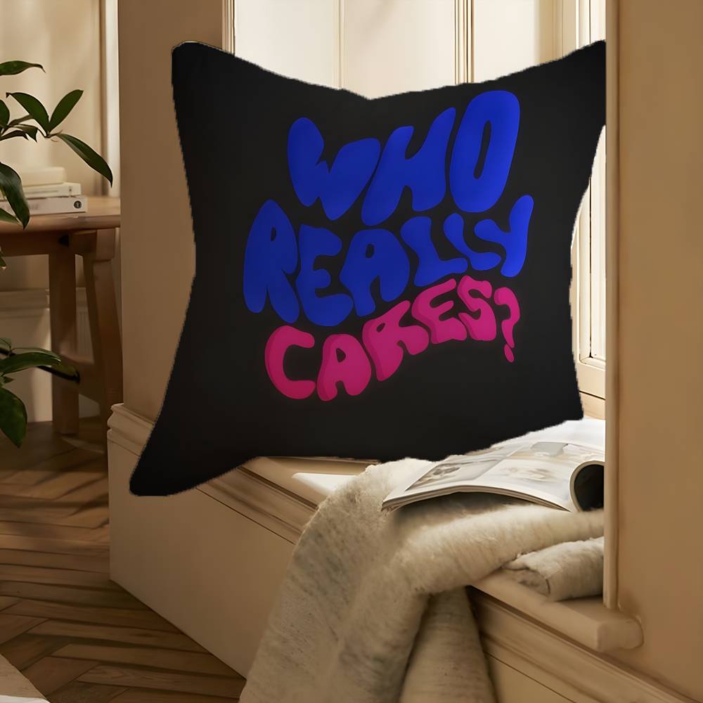 Hot T-TV Girl-MT Who Really Cares Pillow Case Printing Pillowcase Living Room Sofa Cushion Cover Bedroom Room Decor