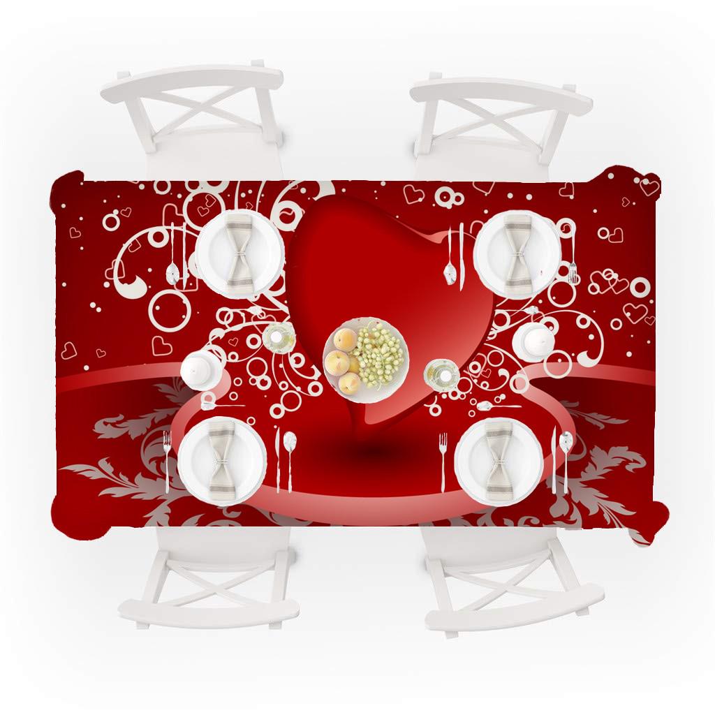 Valentine's Day Table Cloth Rectangular Tea Table Cover Dining Home Decor