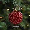 Christmas Ornaments Red Flocking Bell Wreath Snowfall Elk Pendant Snowy Winter Decor for Tree Hanging
