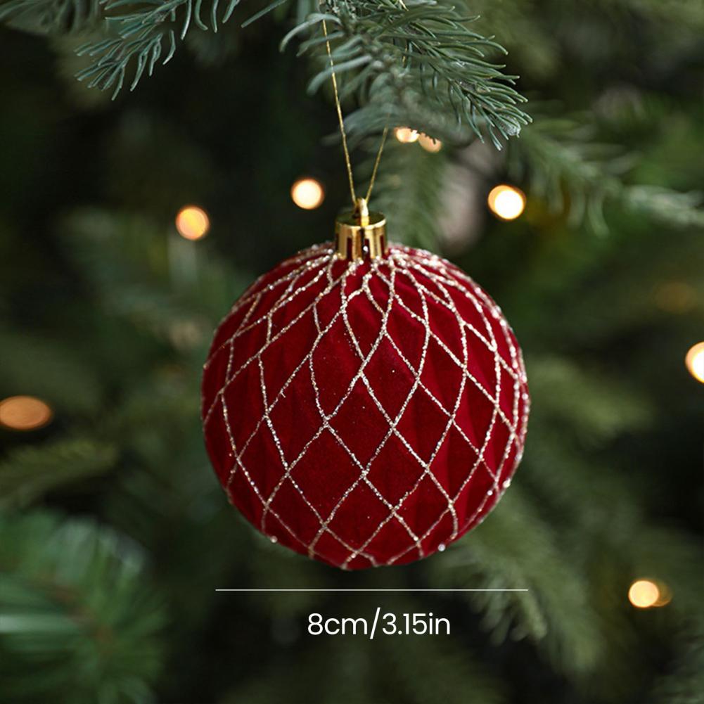 Christmas Ornaments Red Flocking Bell Wreath Snowfall Elk Pendant Snowy Winter Decor for Tree Hanging