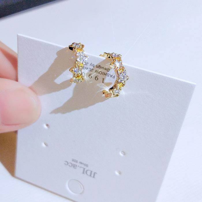 Tide Pentagram Earrings Temperament Golden Ear Bone Clip Imitation Zircon Ear Bone Clip