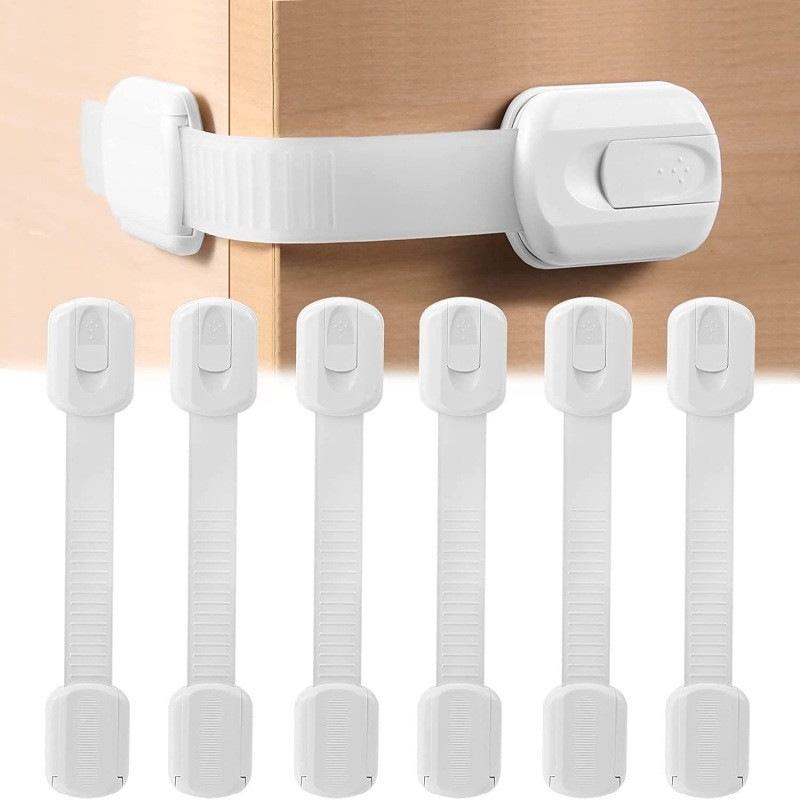 4/8pcs Child Safety Strap Locks Baby Locks for Cabinets and Drawers Toilet Fridge&More Adhesive Pads No Installation Required