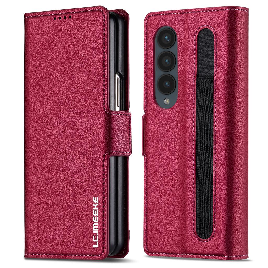 LC.IMEEKE L1 For Samsung Galaxy Z Fold3 5G Stand Case Texture PU Leather Wallet Phone Cover