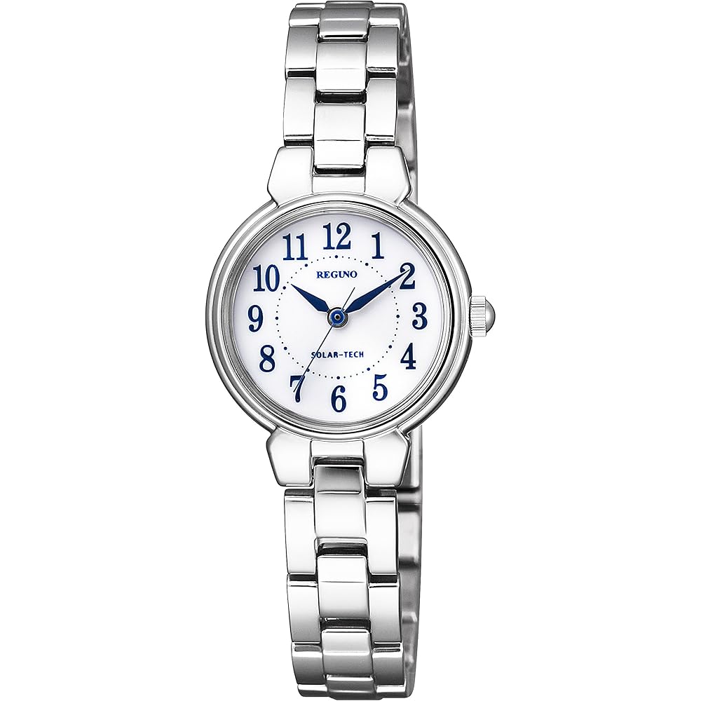 Citizen Reguno Solar Waterproof Simple Women s Casual Business Bracelet Watch Blue Silver Analog Arabic Numbers Second Hand