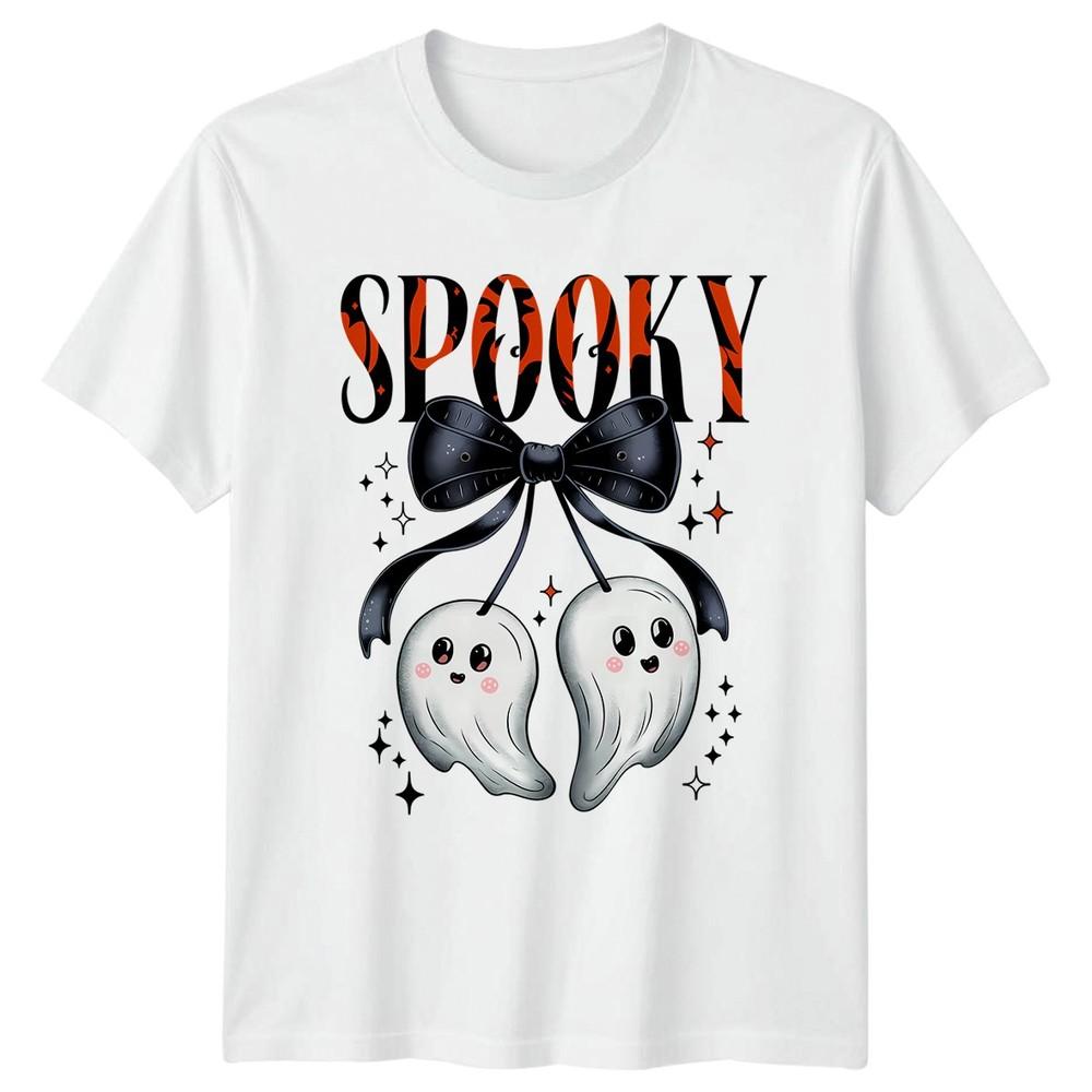 Spooky Halloween Ghosts Bow Holidays Unisexs Unisexs Graphic Tee S