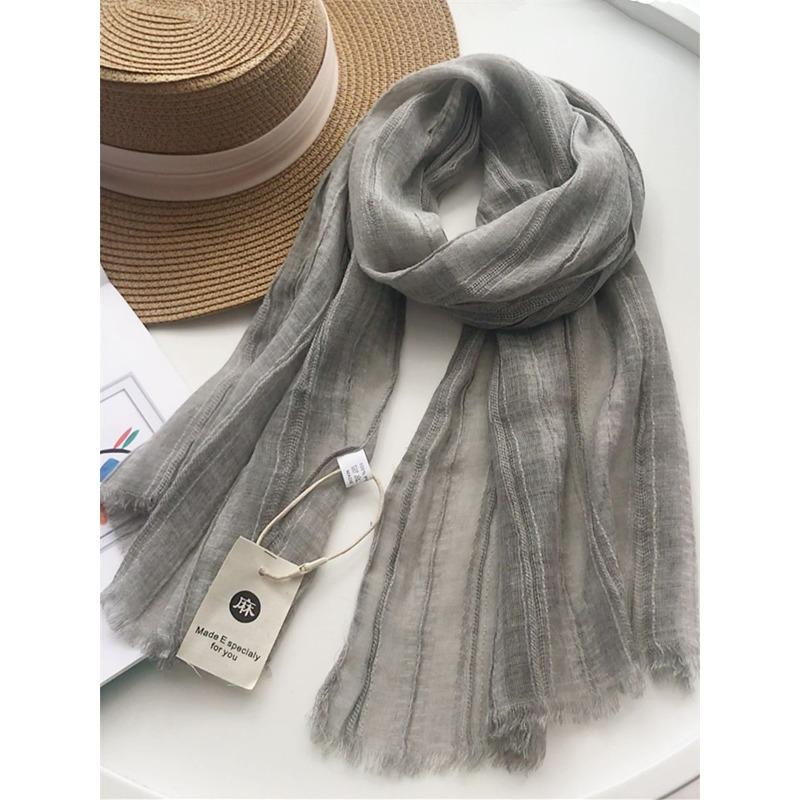 Cotton and Linen Scarf for Women Solid Color Thin Silk Scarf for Autumn and Winter Warm Neck Protection Scarf Shawl Short Neck Scarf