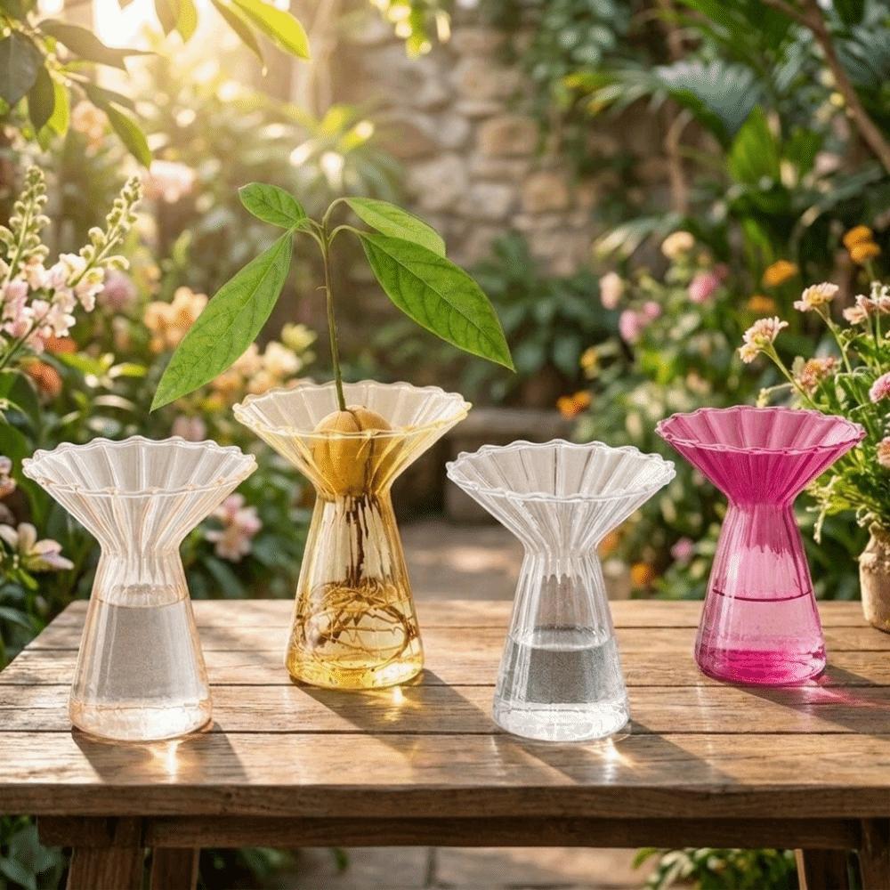 Colored Hydroponic Vase Vertical Striped Flower Pot Terrarium Decorative Vase Office