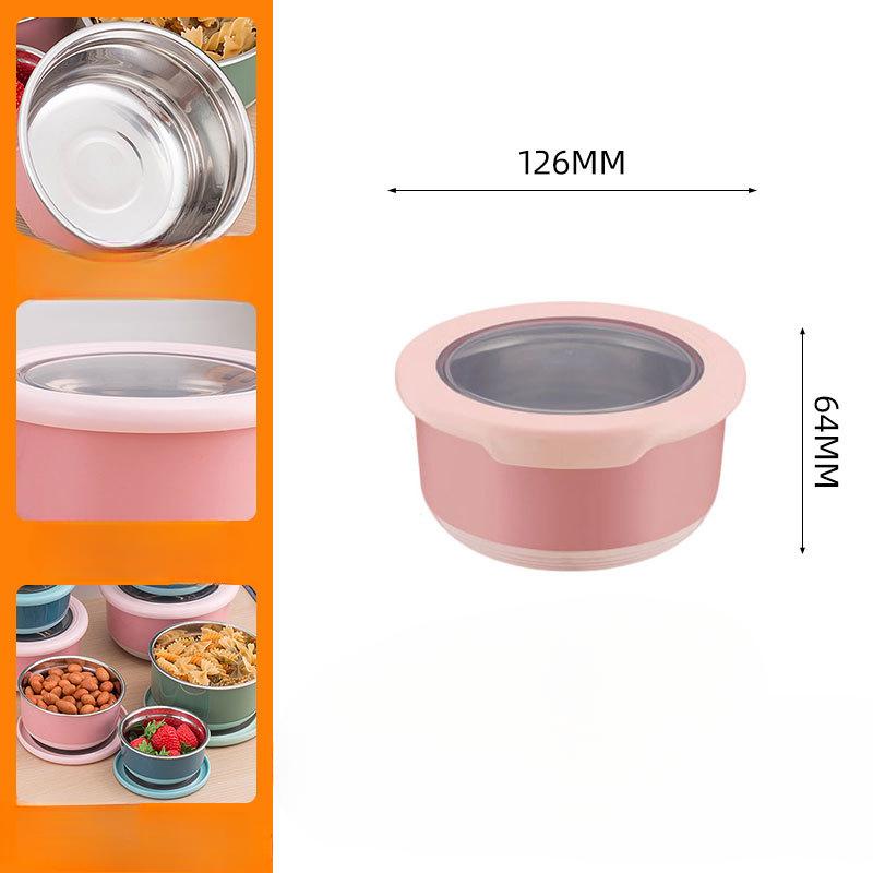 Stainless Steel Insulated Lunch Box with Lid Kitchen Food Sealed BoxHousehold Refrigerator Insulated Bowl
