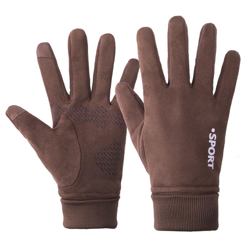 ZHENYUEQI Унисекс Зимние Теплые Замшевые Перчатки С Полным Пальцем