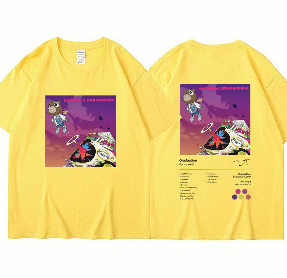 Kanye West Graduation Music Album Print T Shirt Men Women Hip Hop Cotton T-shirt Oversized Summer Fashion T Shirts Streetwear