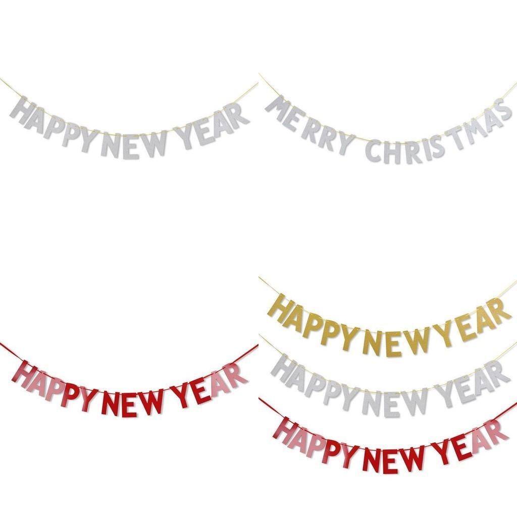 Reusable Merry Christmas Happy New Year Banner For Party Home Decoration