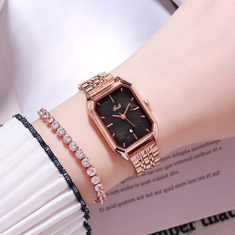Solid Steel Belt Fashion Ladies Watch Casual Fashion Versatile Calendar Waterproof Quartz Dial
