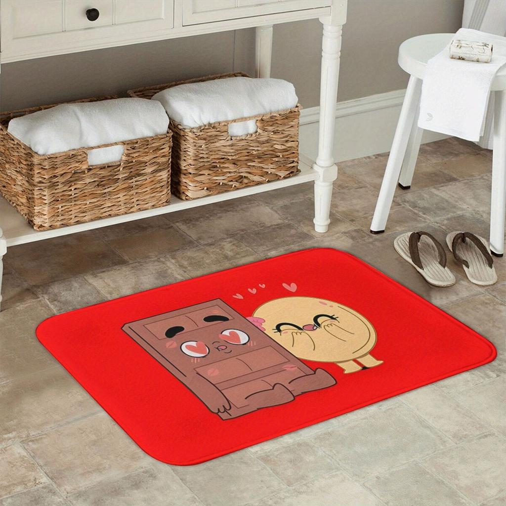 1pc Non-slip Doormat Bath Mat Choco And Pancake Couples Love Balcony Carpet Welcome Rug Indoor Decor Christmas Decor Xmas