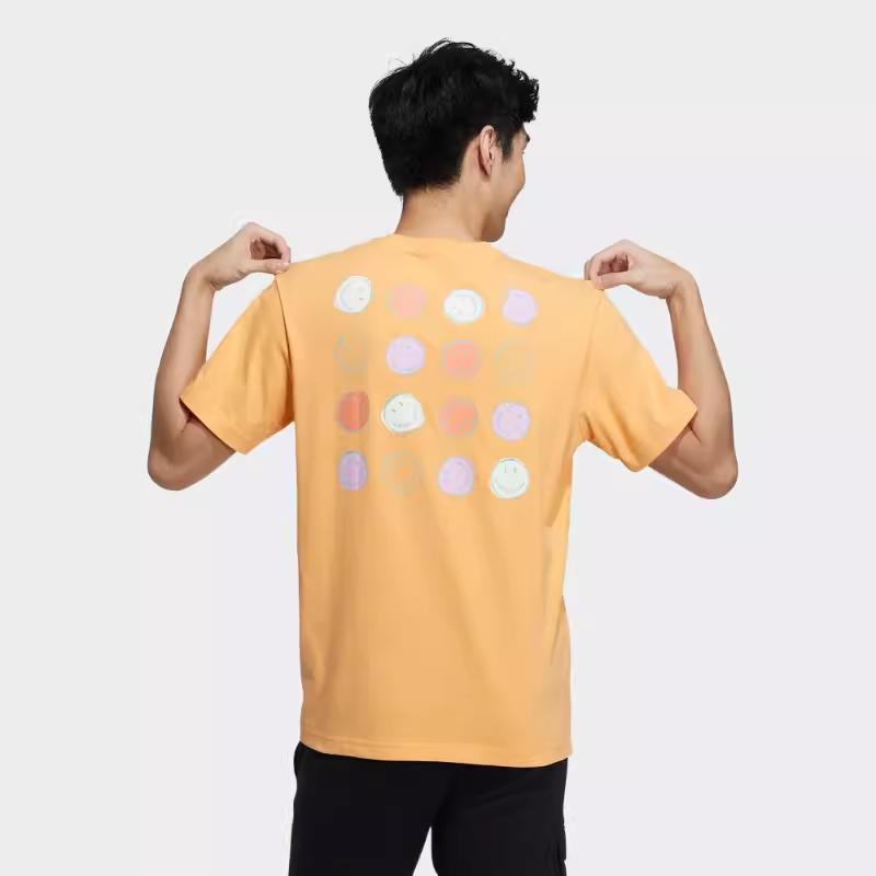 Adidas Neo Smiley Print Sport Crew Neck Retro American Dopamine T-Shirt Men Tops Orange-Yellow GP5789
