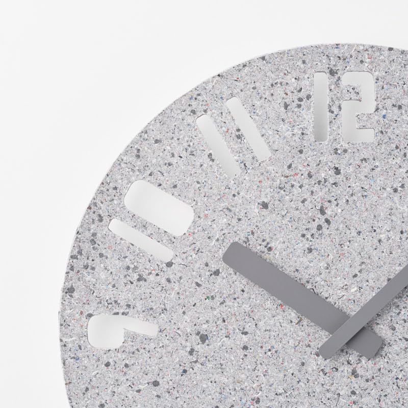 Lemnos Paneco Analog Wall Clock, Made of Recycled Fiber Board, Light Gray, PANECO CLOCK HIL22-10 LGY