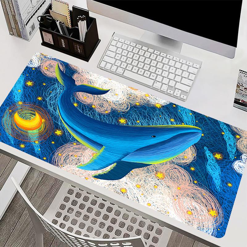Office Mouse Pad Gamer Highquality Rubber Computer Desk Mat Blue Carpet Kawaii Gaming Accessories Cloud Whale Extended Mousepad