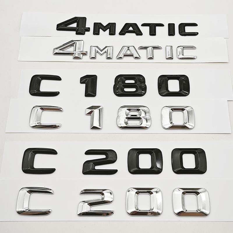 JPA3 3D ABS Car Letters Logo C180 C200 4MATIC Badge Rear Trunk Emblem Decals For Mercedes Benz C Class C180 C200 Tail Accessories
