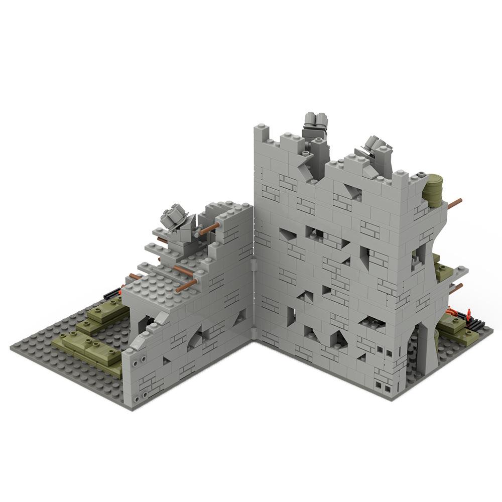 Military Scene Ruined Battlefield MOC Building Blocks Boy 496pcs Assembly War Abandoned Base Educational Model Bricks Toys Gifts