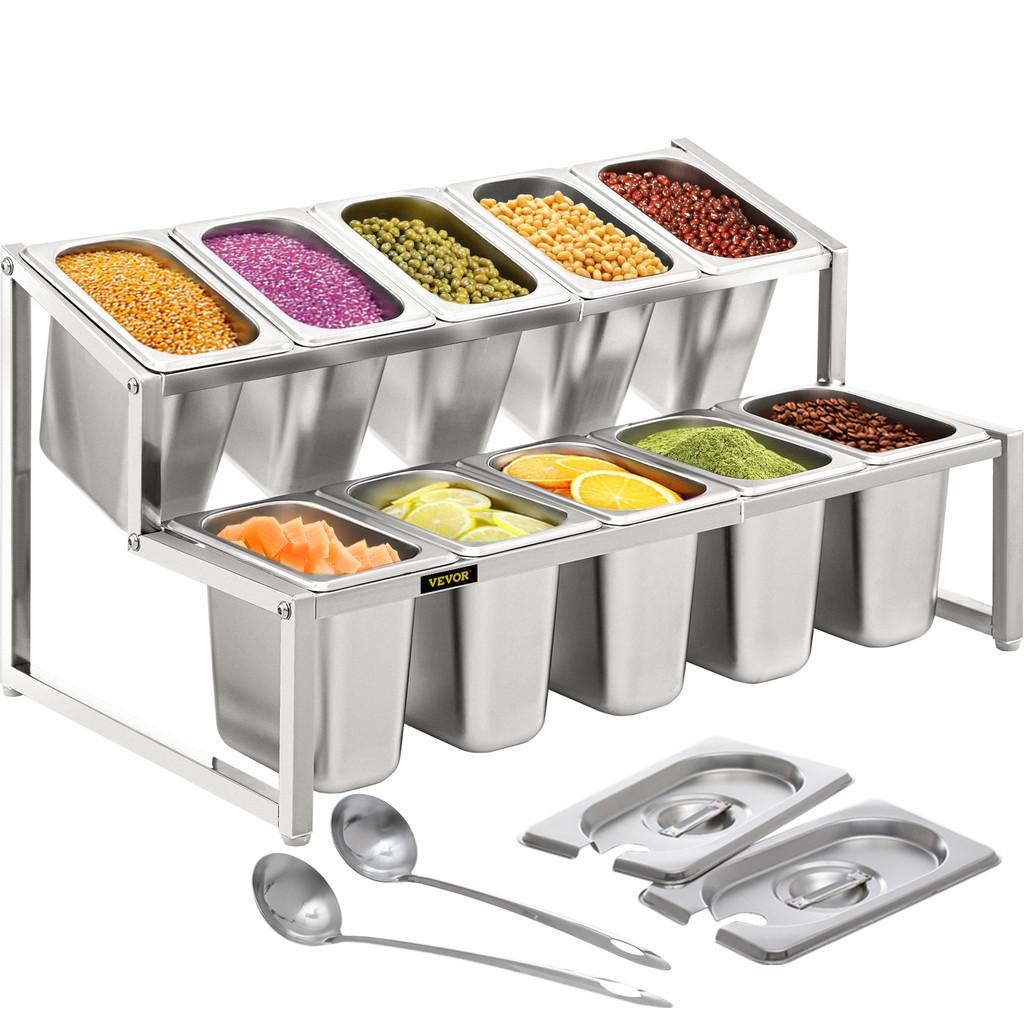 Expandable Spice Rack Adjustable Stainless Steel Organizer Shelf Kitchen 2-Tier Sauce Ingredients Fruits Holder