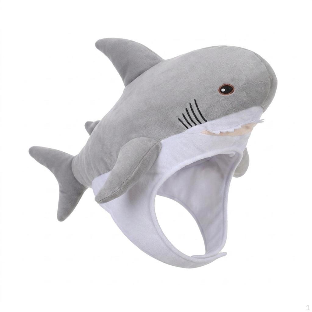 Fuzzy Shark Hat 3D Oversized Headwear for Photo Shoots, Costume Parties, Stage