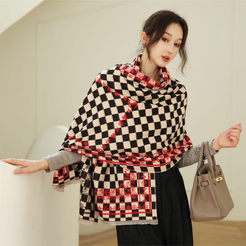 

Осень и зима новый клетчатый жаккардовый шарф высококачественный имитация кашемира универсальная шаль женский утолщенный теплый шарф двойного назначения 190cm