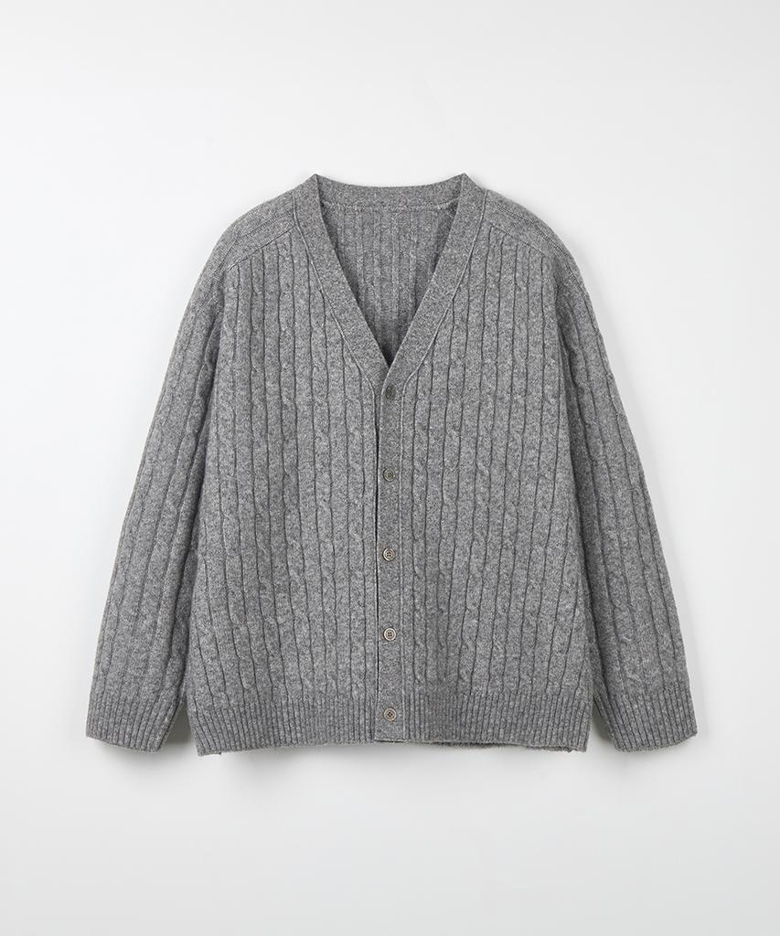 Nodu Cable Saddle Crop Cardigan [Gray]