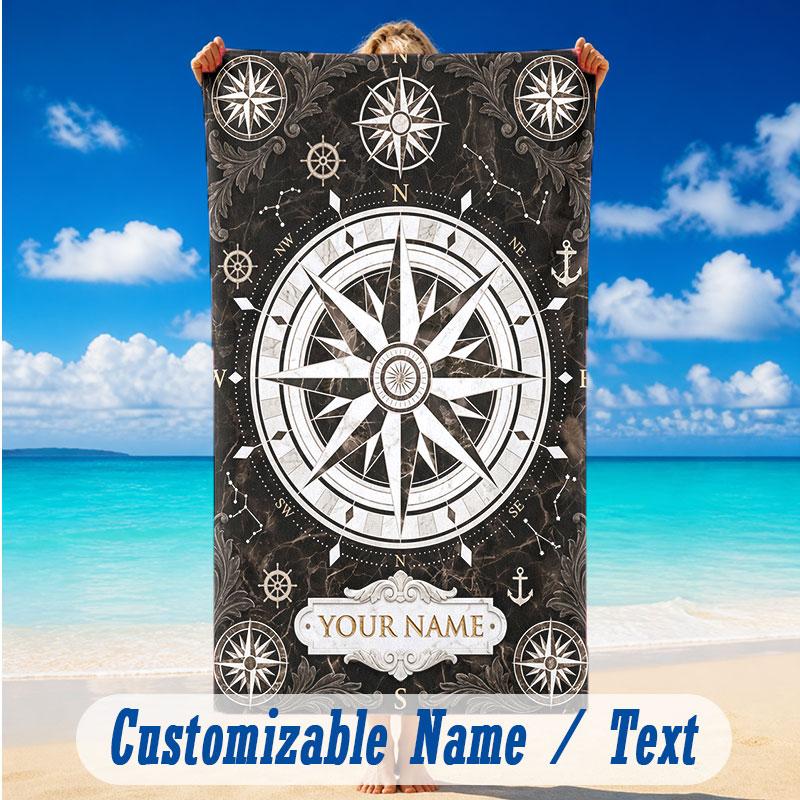 Adventure Journey Theme Beach Towel Personalized Custom Name & Text Soft Quick Dry Beach Towel for Swimming Travel