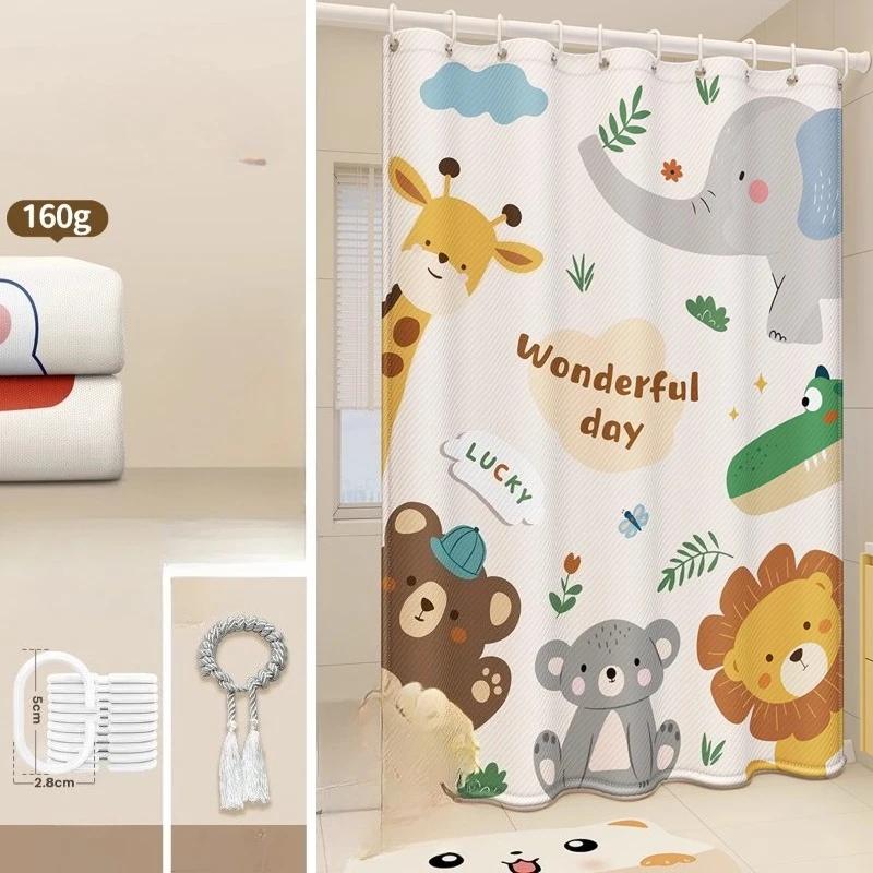 Cartoon Bathroom Curtains for Living Room Home Decor Blackout Curtains Living Room Bedroom Balcony Screen Dustproof