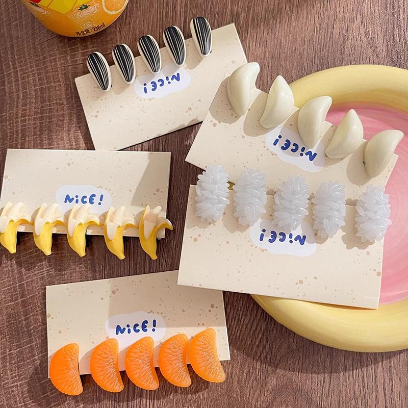 5Pcs Cute Rice Shaped Hairpin for Girl Kawaii Simulation Food Hair Clip Creative Side Bangs Clip Japanese Headwear Hair Accessory