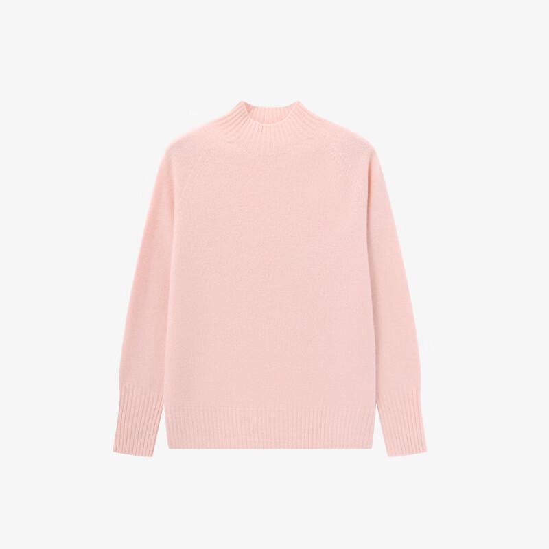 Basic House Women's Autumn 100% Wool Semi-High Neck Loose Knit Sweater