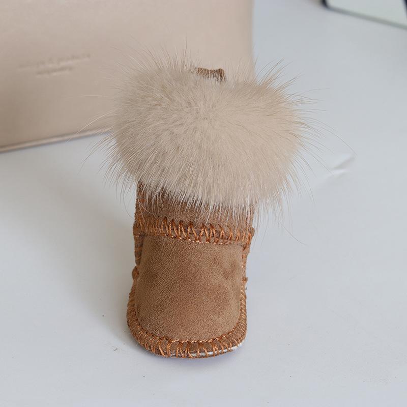 Yogodlns Cute Fur Hand-sewn PU Leather Bag Pendants Fashion Women Couple Gift Handbag Backpack Accessories