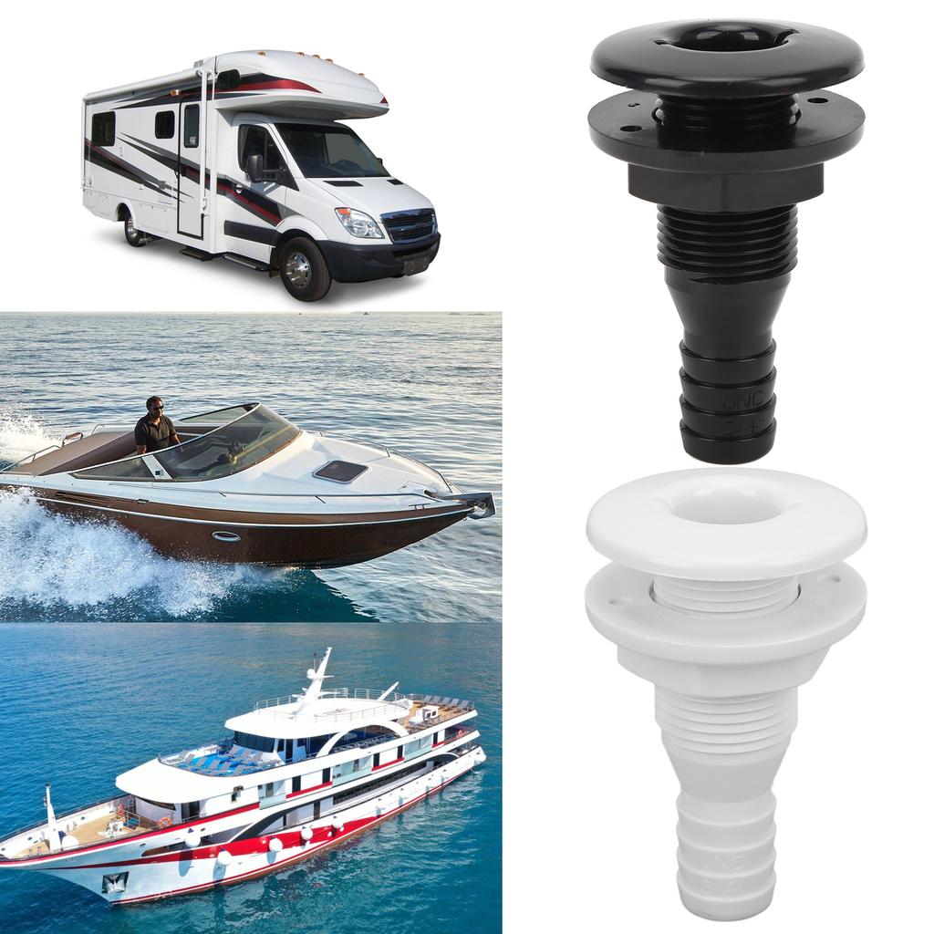 Hull Through-Hull Fitting Marine Hull Through-Hull Fitting 34-Inch Abs Plastic Hose Connector Drain Fitting