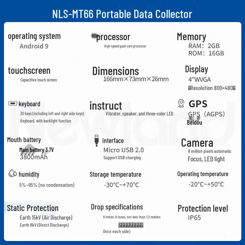 Newland MT66 Android 9 Handheld PDA Barcode Scanner