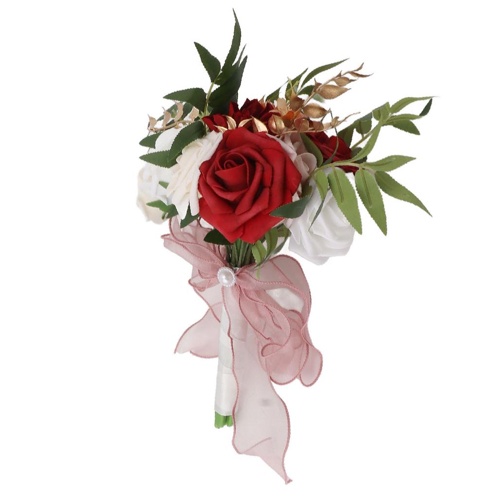Buquês de casamento de seda, plástico, realista, romântico, buquê de mão para festa de dia dos namorados, igreja