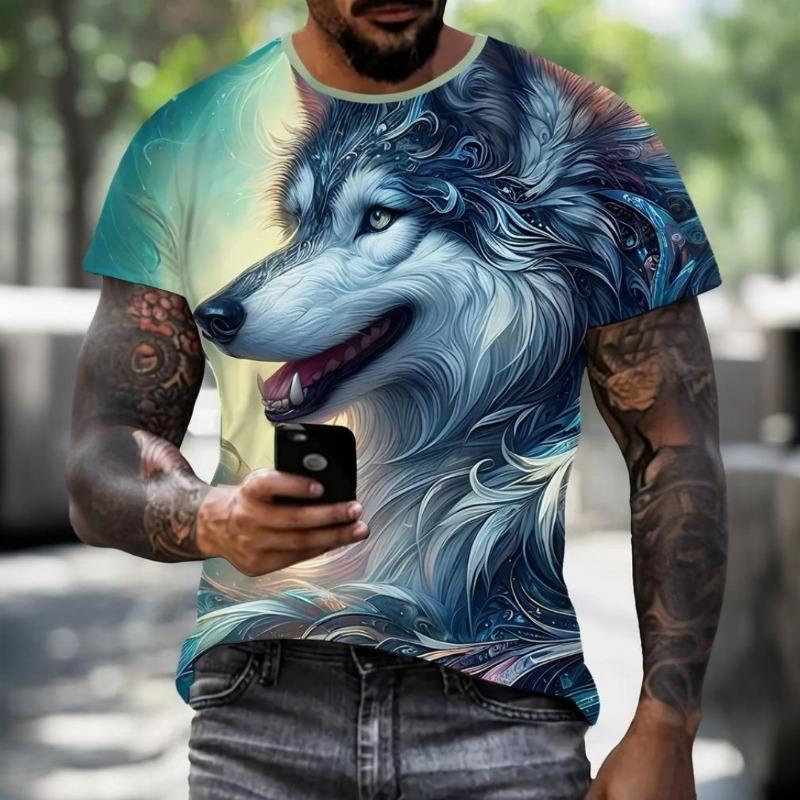 3D digital animal print pattern T-shirt short sleeved