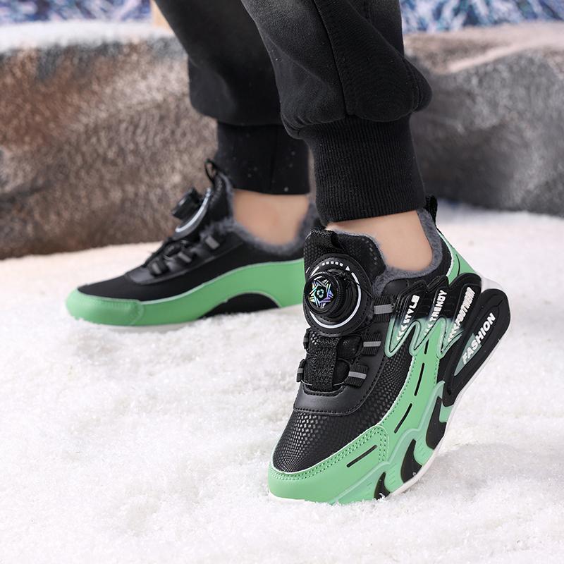 Zimní dětské bavlněné boty Otočné knoflíky pro snadné obouvání a zouvání Dětské sportovní boty Venkovní běžecké boty Boty na sníh Dětské sněhule