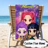 Custom Name KPop Cartoon Microfiber Beach Towel Super Soft & Absorbent for Bath, Beach, Travel  Bath Time Accessory, Fan gifts