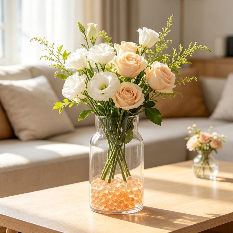 Clear Flat Glass Marble For Vase Aquarium Pebbles Vase Fillers Beads Loose Glass Rounds for Table Styling, Jar Arrangements and Craft Projects,