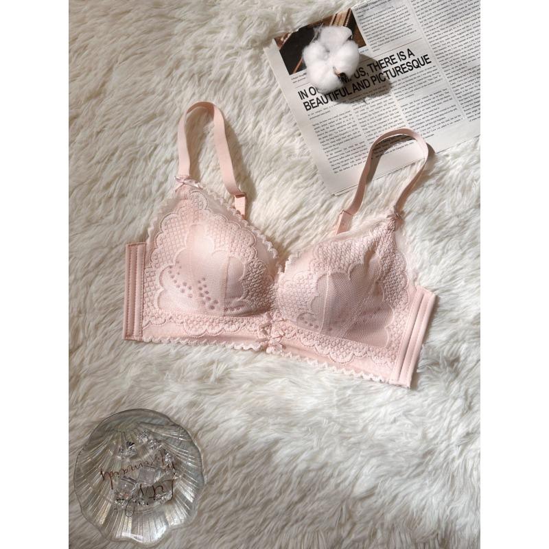Thin Lace Hole Cup Underwear Women's Big Breasts Gathered Without Steel Rings, Comfortable and Breathable, Closed Breasts, Anti-sagging Bra Cover
