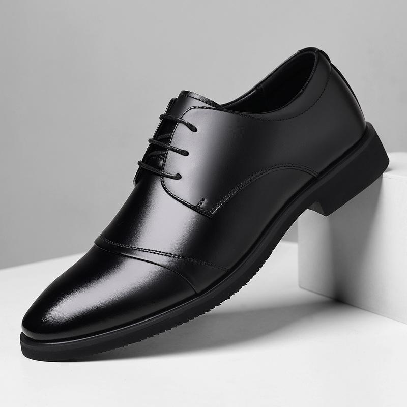 Autumn and winter new leather shoes men's business dress leather shoes low-top leather shoes men's lace-up breathable men's shoes